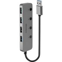 LINDY 4 Port USB 3.0 Hub mit Ein-/Ausschaltern USB 3.0-hub 4 poorten Individueel schakelbaar Grijs - thumbnail
