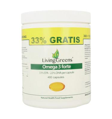 Livinggreens Omega 3 forte voordeelverpakking 480 Capsules