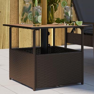 Tuintafel met parasolgat 55x55x46,5 cm poly rattan bruin Tuintafel met parasolgat 55x55x46,5 cm poly rattan bruin