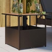 Tuintafel met parasolgat 55x55x46,5 cm poly rattan bruin - thumbnail