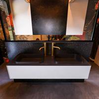 Badkamermeubelset Mondiaz Erin 150 cm met 1 Lade met RIDGE Wastafel Dubbel Urban met 2 kraangaten Greeploos Mat Cale - thumbnail