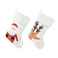 Kerstsok wit met print 40x25cm - thumbnail