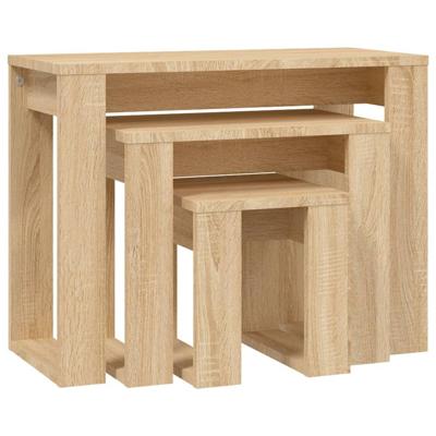 VidaXL 3-delige tafeltjesset bewerkt hout sonoma eikenkleurig
