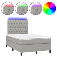 Boxspring met matras en LED stof lichtgrijs 120x190 cm - thumbnail
