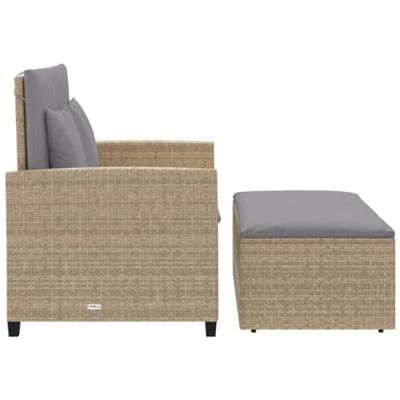 Tuinbank 2-zits met kussens poly rattan beige