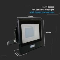 V-Tac LED Bouwlamp | 30W | 3000K | IP65 | met Sensor | Body Zwart - 9335220 - thumbnail