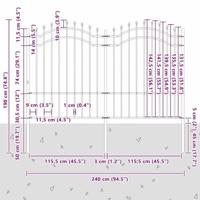 Tuin Hek Grijs 190 cm Poedergecoat staal - thumbnail