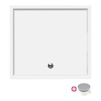 Douchebak Xenz Mariana | 110x100x4 cm | Incl.Afvoersifon-Chroom | Acryl | Rechthoekig | Wit glans - thumbnail