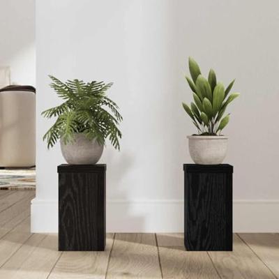VidaXL Plantenstandaard 2 pcs zwart eiken 10 x 10 x 18 cm bewerkt hout VidaXL Plantenstandaard 2 pcs zwart eiken 10 x 10 x 18 cm bewerkt hout