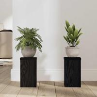 VidaXL Plantenstandaard 2 pcs zwart eiken 10 x 10 x 18 cm bewerkt hout - thumbnail