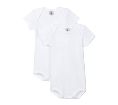Set van 2 rompertjes met US-opening en korte mouwen in biokatoen PETIT BATEAU wit