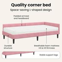 Hoekbedframe met Matras Anders 2 pcs Grijs Fluweel - thumbnail