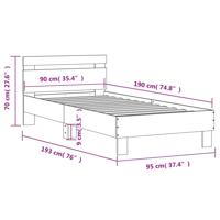 Bedframe met hoofdeinde bewerkt hout sonoma eiken 120x190 cm - thumbnail