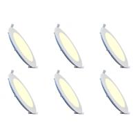 LED Downlight Set 6x 15W Ø195mm - Warm Wit 2700K - Inbouw Rond Mat Wit - thumbnail