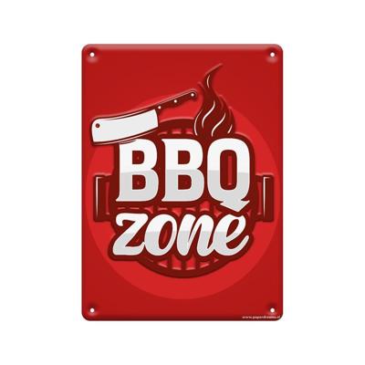 Metalen Tekstbordje 'BBQ Zone' (22x16,5cm) Metalen Tekstbordje 'BBQ Zone' (22x16,5cm)