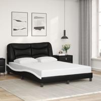 Bedframe met hoofdbord kunstleer zwart en wit 140x200 cm - thumbnail