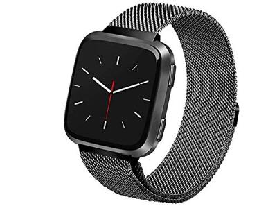 Fitbit Versa 1 / 2 & Lite milanese bandje - Maat: Large - Zwart