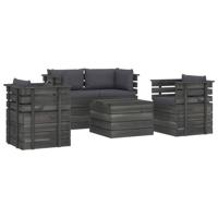 vidaXL 5-delige Loungeset met kussens pallet massief grenenhout - thumbnail