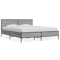 Bedframe bewerkt hout metaal grijs sonoma eiken 150x200 cm - thumbnail