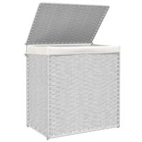 Wasmand met 2 vakken 53x35x57 cm poly rattan wit - thumbnail