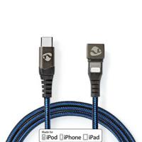 Nedis GCTB39650AL20 Data- En Oplaadkabel Usb-c-™ Male Naar Apple Lightning 8-pins Male Gaming Connector 180° 2,0 M Rond Gevlochten Zwart-blauw - thumbnail