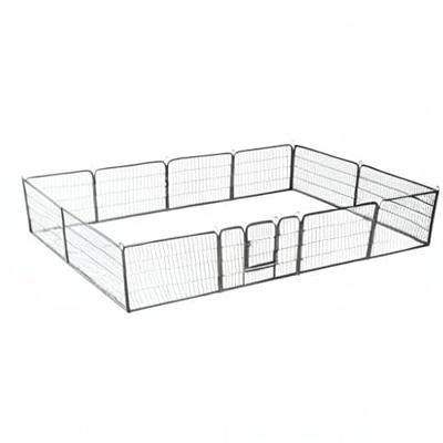 Hondenren met 12 panelen 80x60 cm staal zwart - thumbnail