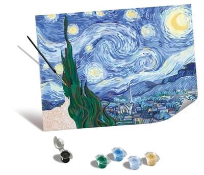 Ravensburger - Tele CreArt 30x40 cm - Van Gogh/La notte stellata - Dipingere con i numeri - Adulto - Attività rilassante e creativa - Età 14 anni - 23915