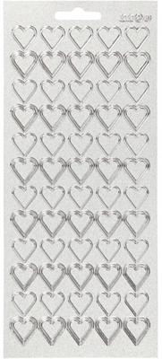 Creativ Company Stickers, harten, vel 10x23 cm, zilver, 1 vel