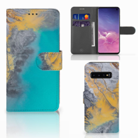 Samsung Galaxy S10 | Bookcase | Marble Blue Gold - thumbnail