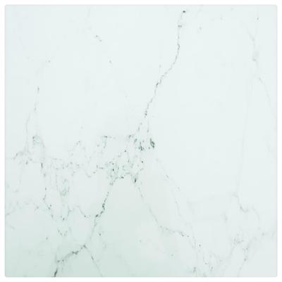 Tafelblad 30x30 cm 6 mm gehard glas met marmeren design wit