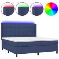 Boxspring met matras en LED stof blauw 160x200 cm - thumbnail