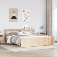 Bedframe met hoofdbord massief grenenhout 200x200 cm - thumbnail
