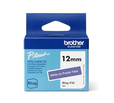 Brother BTAG-F35 labelprinter-tape Wit op paars