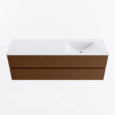 MONDIAZ VICA 150cm badmeubel onderkast Rust 2 lades. Wastafel CLOUD rechts zonder kraangat, kleur Talc.