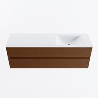 MONDIAZ VICA 150cm badmeubel onderkast Rust 2 lades. Wastafel CLOUD rechts zonder kraangat, kleur Talc. - thumbnail