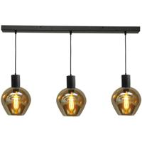 Masterlight Zwarte hanglamp eetkamerBounty 3-lichts rond glas - 2471-05-05-100-3-3 - thumbnail