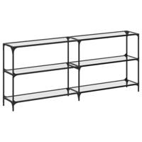 Wandtafel met transparant glazen blad 194,5x30x81 cm staal - thumbnail