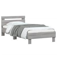 Bedframe met hoofdbord bewerkt hout grijs sonoma 75x190 cm - thumbnail