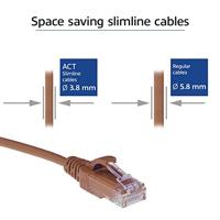 ACT Bruine 1 meter LSZH U/UTP CAT6 datacenter slimline patchkabel snagless met RJ45 connectoren - thumbnail