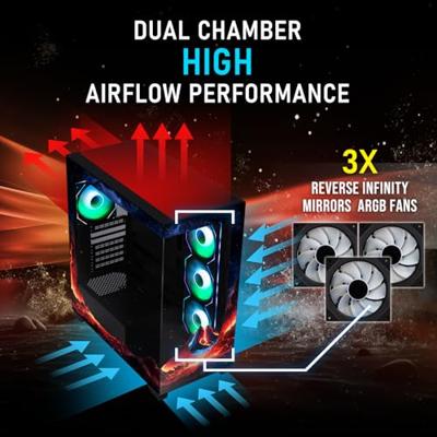 PC-behuizing (zonder voeding) - BITFENIX - CETO Premium Volcano - Mid-tower - ATX-vormfactor - 4x120mm A-RGB - Zwart