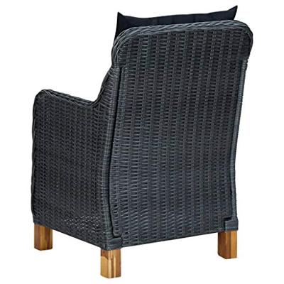 Tuinstoelen 2 st met kussens poly rattan donkergrijs