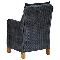 Tuinstoelen met kussens 2 st poly rattan donkergrijs - thumbnail