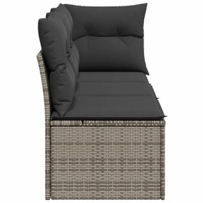 Tuinbank 3-zits met kussens poly rattan grijs Tuinbank 3-zits met kussens poly rattan grijs