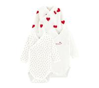 Set van 3 babyrompertjes met lange mouwen in biokatoen PETIT BATEAU wit - thumbnail