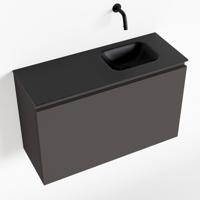 MONDIAZ OLAN 80cm toiletmeubel dark grey. LEX wastafel urban rechts geen kraangat - thumbnail