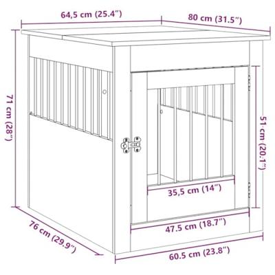 VidaXL Hondenbench 64,5x80x71 cm bewerkt hout oud houtkleurig