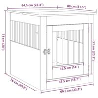 VidaXL Hondenbench 64,5x80x71 cm bewerkt hout oud houtkleurig - thumbnail