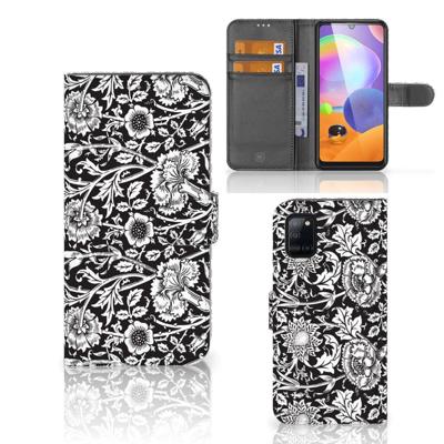 Samsung Galaxy A31 Hoesje Black Flowers Samsung Galaxy A31 Hoesje Black Flowers