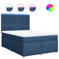Boxspring met matras stof blauw 140x200 cm - thumbnail