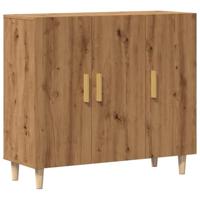 Dressoir 90x34x80 cm bewerkt hout artisanaal eikenkleur - thumbnail